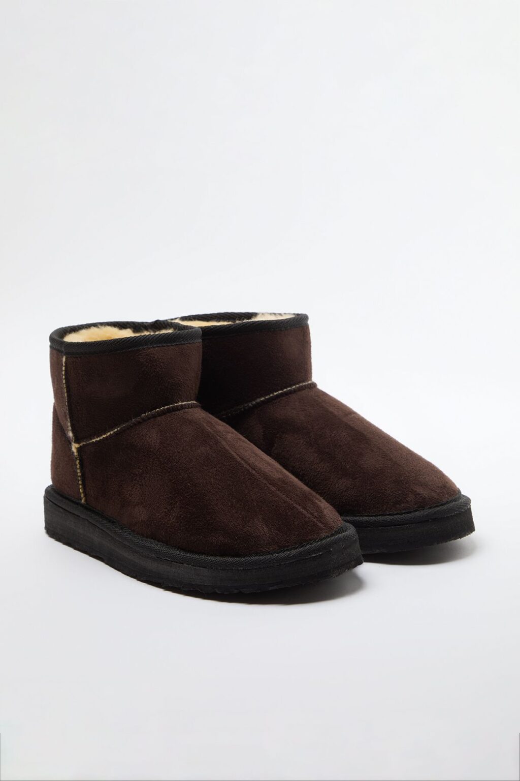 Trendyol Dark Brown Fur Lined Round Toe Flatform Heeled Women's Boots