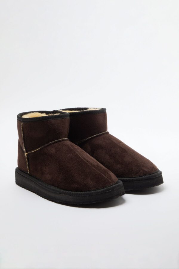 Trendyol Dark Brown Fur Lined Round Toe Flatform Heeled Women's Boots