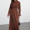 Trendyol Dark Brown Gimped Woven Dress