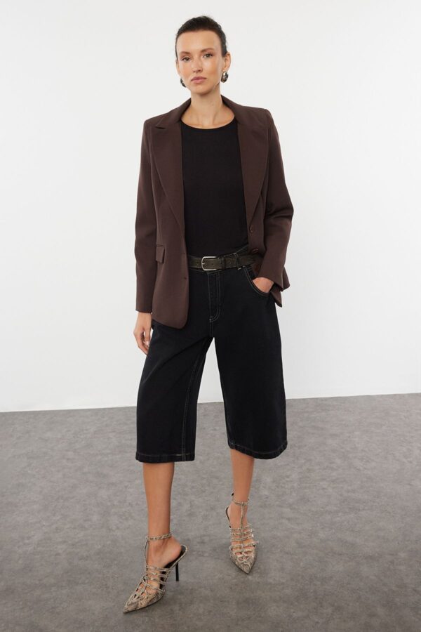 Trendyol Dark Brown Regular Lined Buttoned Woven Blazer Jacket