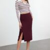Trendyol Dark Burgundy Slit Detailed Ederli Fabric Midi Length Woven Skirt