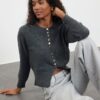 Trendyol Dark Gray Basic Buttoned Jacket Look Knitwear Cardigan