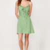 Trendyol Dark Green A-Line Mini Tie Detail Floral Patterned Woven Dress