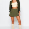 Trendyol Dark Khaki Chain and Pleat Detailed Woven Shorts Skirt