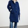 Trendyol Dark Navy Blue Oversize Belted Trench Coat