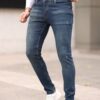 Trendyol Dark Navy Skinny Ribbed Jeans