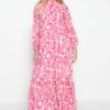 Trendyol Dark Pink Floral Half Pat Hem Frilly Lined Woven Dress