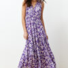 Trendyol Dark Purple Floral A-line V-Neck Sleeveless A-Line Polyester Camisole Maxi Dress