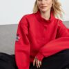 Trendyol Dark Red Thick Inside Fleece Embroidered High Collar Oversize/Wide Cut Knitted Sweatshirt