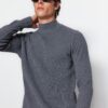 Trendyol Dark Unisex Fitted Slim Fit Cotton Half Turtleneck Ribbed Knitwear Sweater