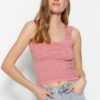 Trendyol Dried Rose Crop Knitted Blouse With Knitted Detail