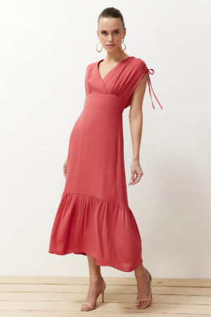 Trendyol Dried Rose Skirt Flounce Maxi Woven Dress