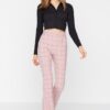 Trendyol Dry Rose Flare Fit szőtt magas derékú nadrág