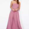 Trendyol Dusty Rose A-Cut Strapless Woven Long Evening Dress