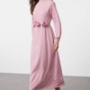 Trendyol Dusty Rose Belted Rose Detailed Satin Woven Dress