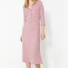 Trendyol Dusty Rose Button and Slit Detailed Ribbed Knitted Nightgown