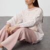 Trendyol Dusty Rose Geometric Patterned Sweater-Pants Knitwear Set