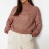 Trendyol Dusty Rose Soft Texture Thick Crew Neck Knitwear Sweater