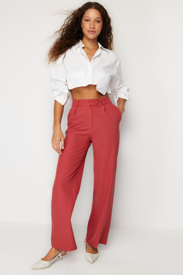 Trendyol Dusty Rose Straight Cut Woven Fabric Trousers