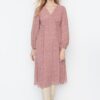 Trendyol Dusty Rose V-nyakú szőtt ruha