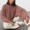 Trendyol Dusty Rose Wide Pattern Bat Sleeve Knitwear Sweater