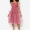 Trendyol Dusty Rose deréknyitó/gördeszkás tüll elegáns estélyi ruha