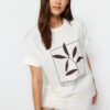Trendyol Ecru 100% Cotton Printed Relaxed/Wide