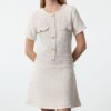 Trendyol Ecru A-Line Button Detailed Mini Tweed Woven Dress