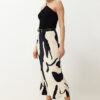 Trendyol Ecru Abstract Pleated Printed Midi Skirt