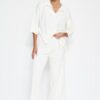 Trendyol Ecru Basic Corded Knitwear Top and Bottom Set