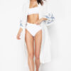 Trendyol Ecru Belted Maxi Woven Embroidered Linen Look Kimono&Kaftan