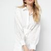 Trendyol Ecru Belted Mini Woven Brode Sleeve Detailed Woven Dress