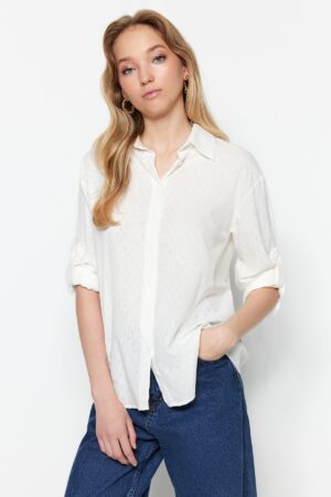 Trendyol Ecru Classic Woven Shirt Trendyol Ecru Classic Woven Shirt