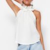 Trendyol Ecru Collar Detailed Smart Crepe Knitted Blouse