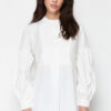 Trendyol Ecru Comfort Fit Cotton Woven Tunic Shirt