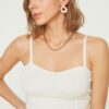 Trendyol Ecru Crop Bustier Knitwear Thin Blouse