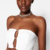 Trendyol Ecru Crop Lined Woven Shiny Stone Window/Cut Out Detailed Bustier