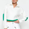 Trendyol Ecru Crop Parachute Detail Polo Neck Zipper Stopper Fleece Knitted Sweatshirt