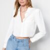 Trendyol Ecru Crop Regular Regular Fit Woven Shirt