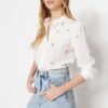 Trendyol Ecru Embroidery Detailed Regular Fit Woven Shirt