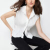 Trendyol Ecru Fitted Waist Sleeveless Woven Shirt