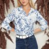 Trendyol Ecru Flower Patterned Regular Fit Woven Shirt