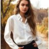 Trendyol Ecru Front Stone Detailed Regular Fit Woven Shirt