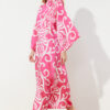 Trendyol Ecru Fuchsia Patterned Satin Woven Evening Dress
