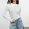 Trendyol Ecru Gathered Collar Lined Knitted Bodysuit