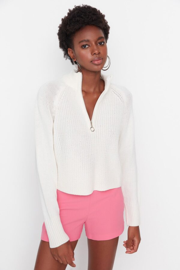 Trendyol Ecru High Collar Knitwear Sweater