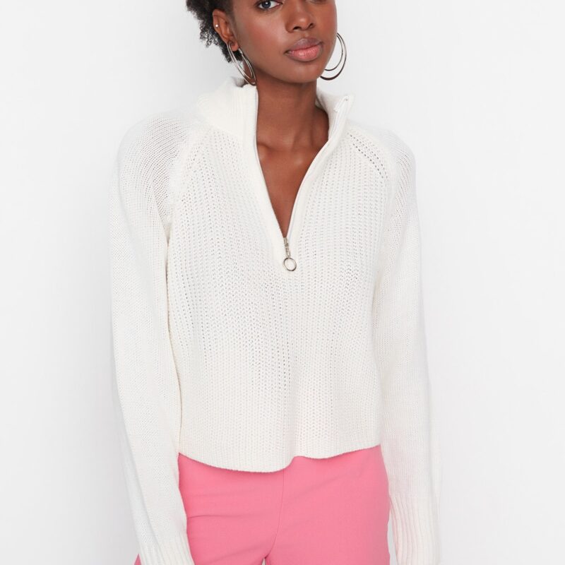 Trendyol Ecru High Collar Knitwear Sweater