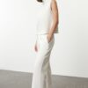 Trendyol Ecru Knitwear Collar Detailed Thick Knitted Blouse and Trousers Top and Bottom Set