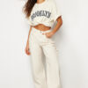 Trendyol Ecru Loose Cut High Waist Carpenter Skater Jeans