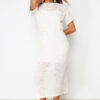 Trendyol Ecru Maxi Knitwear Lined Openwork/Pierced Dress